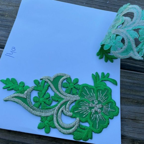 Iron Patches Craft Green Embroidery Applique Patches For Clothes Set of 2 - Picture 6 of 10